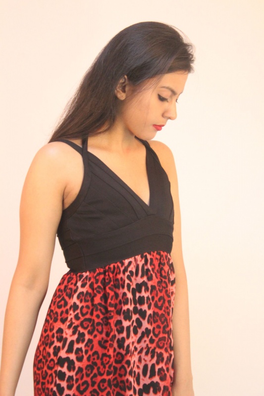 red and black cheetah print dress